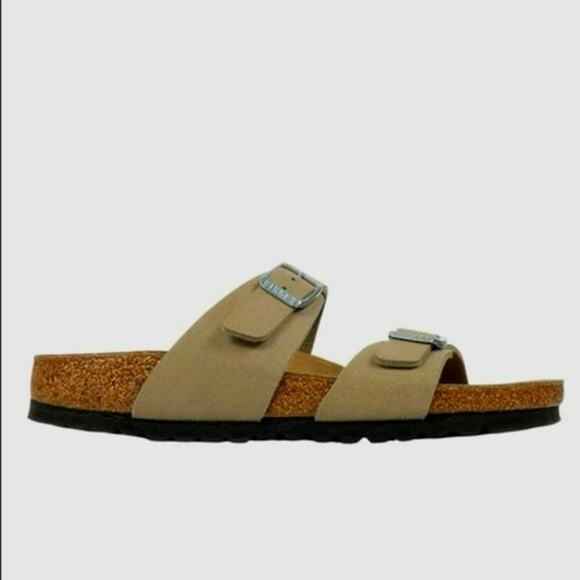 Birkenstock Sydney Brown Suede Double Strap Slide Sandals Preowned Unisex 41 - Picture 1 of 5